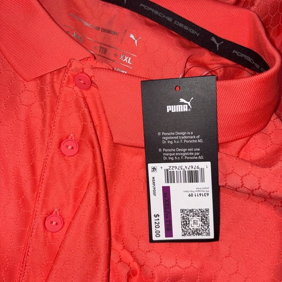 New Men’s Puma Porsche Design Rare Polo Shirt Size Peach Golf - Picture 8 of 8